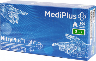 Рукавички нітрилові MediPlus NitryPlus light розмір S-7 Сині 100 шт (6933265560238)