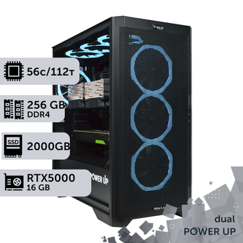 Двухпроцессорная рабочая станция PowerUp #509 AMD EPYC 7453 x2 / 256 GB / SSD 2TB / NVIDIA Quadro RTX5000 16GB для 3D моделирования видеомонтажа рендеринга для инженеров и архитекторов