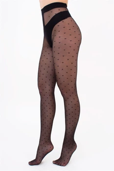 Колготки с узором в мелкое сердечко Giulia LOVERS 20 (4) 2 Black-nero, капроновые колготки, колготки с рисунком, колготки с сердечками