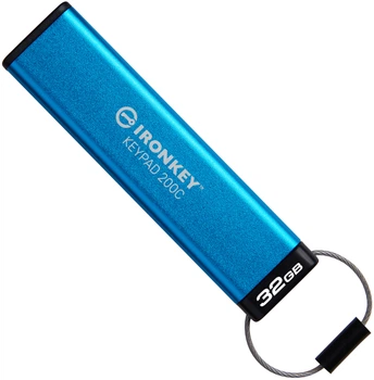 Флеш память USB Kingston IronKey Keypad 200 32GB USB Type-C Blue (IKKP200C/32GB)