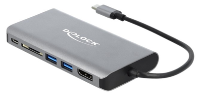 Док-станція Delock USB Type-C 87683 HDMI/RJ-45/USB/DP/SD/PD 3.0  Grey (4043619876839)