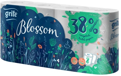 Туалетний папір Grite Blossom 135 відривів 3 шари 8 рулонів (4770023346749)