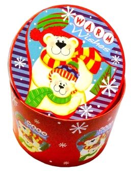 Новогодняя подарочная коробка круглая 23 см х 15 см большая