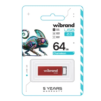 Флешка USB Wibrand 64gb Chameleon колір Червоний