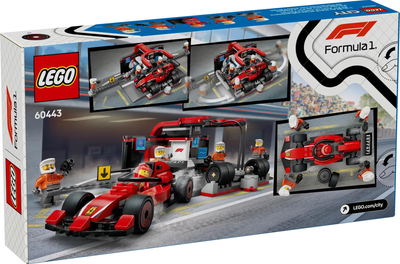 Конструктор LEGO City F1 Піт стоп і механіки з болідом Ferrari 322 елементи (60443)