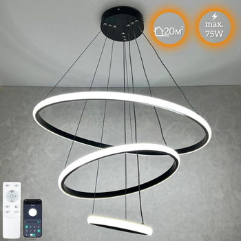 Світильник світлодіодний підвісний LUMINARIA EMILY 75W BLACK/WHITE з пультом ДУ