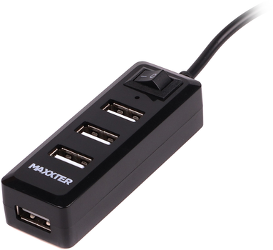 USB-хаб Maxxter 4 порти USB Type-A 2.0 (HU2A-4P-AC-03)