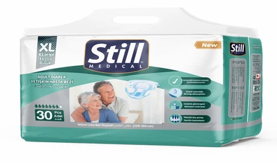 Подгузники для взрослых STILL Adult Diaper XL 30 шт памперсы очень больших размеров 120-160 см для пожилых людей с индикатором влажности с высокой поглощающей способностью и эластичными бортами для активного образа жизни