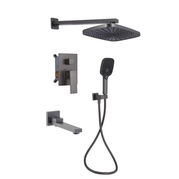 Душова система для ванни Qtap Gemini прихованого монтажу з виливом QTGEM114GMB45704 PVD графіт
