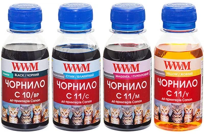 Набір чорнила WWM C10/11 для Canon 4x100 мл BP/C/M/Y (C10/11SET4-2)