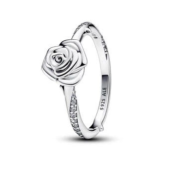 Серебряное кольцо Pandora "Цветущая роза" 193215C01 58.