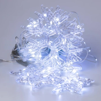 Гірлянда світлодіодна GarlandoPro 1733064W Зірки та сніжинки Штора на 108 LED 3х1 м 12 фігур 8 режимів Білий (127-107-1733064W)