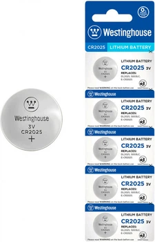 Литиевая батарейка диск CR2025 ВР5 Westinghouse Lithium (5шт/уп)
