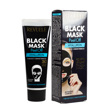 Черная маска для лица Revuele 3D Facial Peel Off Hyaluron Black Mask с гиалуроном 80 мл
