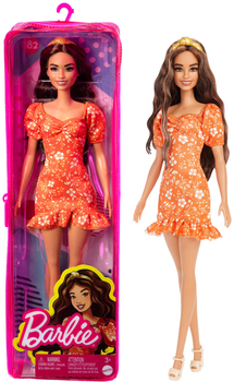 Lalka Barbie Fashionista w pomarańczowej sukience w kwiaty (HBV16) (0194735002009)