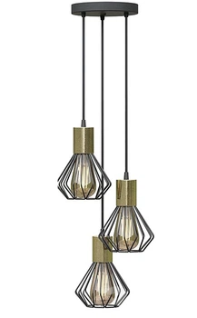 Светильник лофт MSK Electric Diadem подвесной на три плафона с бронзовым патроном NL 2215-3R BK+BN
