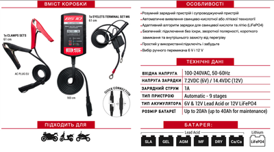 Зарядний пристрій BS10 6V/12V -1A чорний 700516