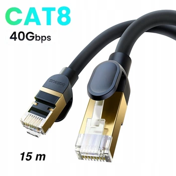 Патч корд сетевой кабель LAN RJ45 Baseus High Speed CAT8 40 Gigabit Ethernet Round Cable (15m, 40Gbps, САТ 8)