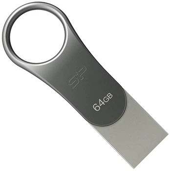 Флеш память USB Silicon Power Mobile С80 64GB USB 3.2 Gen1 + Type-C Silver (SP064GBUC3C80V1S)