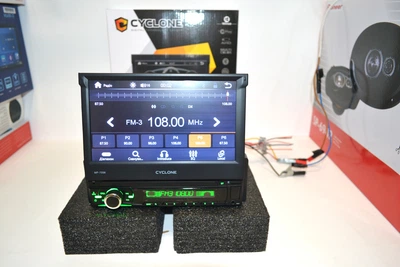 Автомагнітола Cyclone MP-7056 CarPlay/Android Auto BT виїзний екран 7" 1din магнітофон радіоприймач Flac
