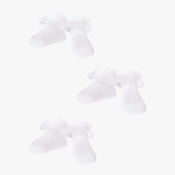 Zestaw skarpet dla dzieci YOCLUB 3Pack Girl's Ruffle Socks SKA-0119G-010J-002 0-3 3 pary White (5904921627078)