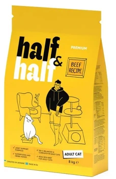 Сухий корм для котів Half & Half Adult 8 кг - яловичина