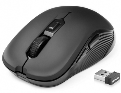 Мышь real-el rm-331w Wireless, Black, беспроводная, usb, оптическая, 1600 dpi, 5 кнопки, 2xAAA