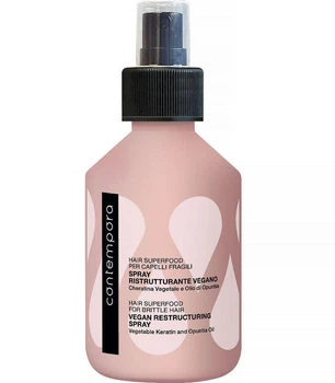 Cпрей реструктуруючий з рослинним кератином і маслом опунції Contempora Hair Superfood For Brittle Hair Vegan Restructuring Spray 200 мл