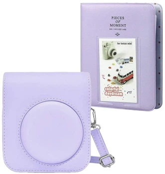Комплект Аксессуаров Instax MINI 11/12 чехол + альбом для Камеры Моментальной Печати Fujifilm Instax Mini 12 / Instax Mini 11: чехол, фотоальбом Lilac Purple