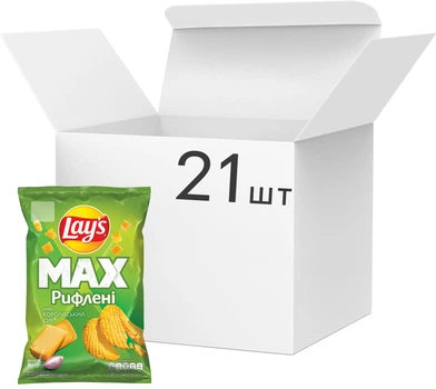 Упаковка чипсів Lay`s MAX Ridged Королівський сир 95 г х 21 шт (1.995 кг) (4823063128803)