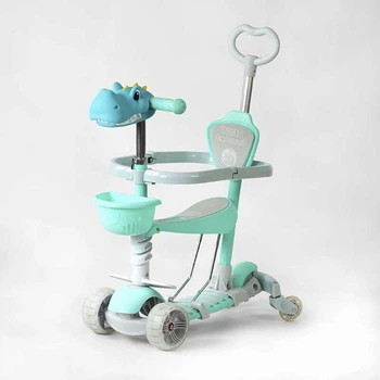 Самокат Best Scooter 5 в 1, PU колеса, подсветка колес, с бортиком. Turquoise (166619)