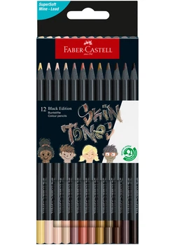 Набір олівців 12 кол. FABER CASTEL тригранні чорне дерево тілесні (116414) 4005401164142
