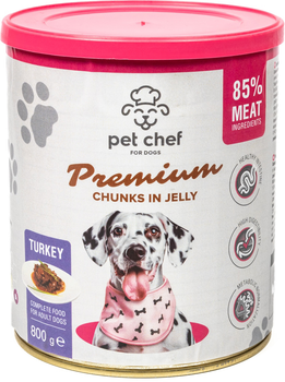 Корм влажный для взрослых собак Pet Chef кусочки в желе с индейкой 800 г (4820255193670)