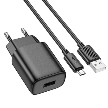 Зарядний пристрій Hoco C134A Solid 12W + MicroUSB Black