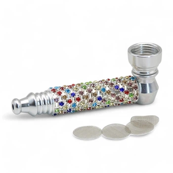 Трубка для курения DUC Metall Pipe Rhinestones Silver металическая + сетки