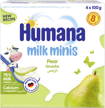 Продукт кисломолочний Humana milk minis Pear з грушею для дітей від 8 місяців 100 г x 4 шт (4251099603375)