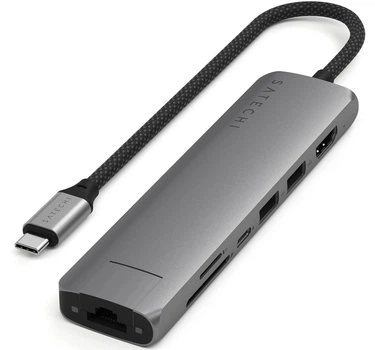 Хаб Satechi 7-in-1 USB-C Slim Multiport 4K with Ethernet Space Grey (ST-P7SM)
