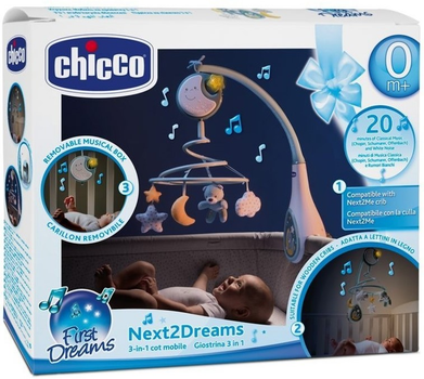 Мобіль на ліжечко 3в1 Chicco Next2Dreams Блакитний (8058664089772)