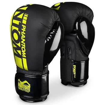 Перчатки боксерские Phantom Athletic APEX Elastic, Black/Neon Yellow - 16 унций