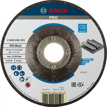 Зачистной круг Bosch PRO Metal 125х6х22.23 мм выпуклый (2608600223)