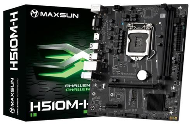 Мат.плата 1200 (H470) Maxsun Challenger H510M-H V3, H470, 2xDDR4, Int.Video(CPU), 3xSATA3, 1xPCI-E 16x 4.0, 1xPCI-E 1x, M.2 3.0, RTL8111H, 2xUSB3.2/4xUSB2.0, VGA/HDMI, MicroATX (MS-Challenger H510M-H V3)