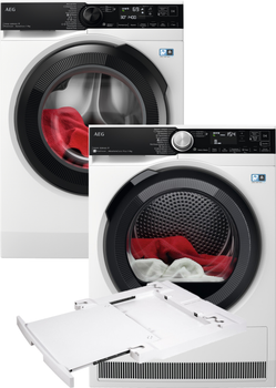 Стиральная машина AEG LFR73944QU + Сушильный автомат AEG TR959M6SU + Монтажный комплект с выдвижной полкой AEG Electrolux A1WYHSK1 (комплект)
