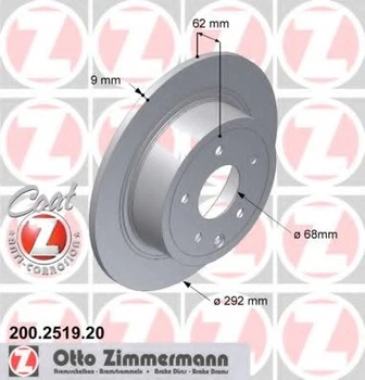 Диск гальмівний ZIMMERMANN 200.2519.20 Zimmermann (200251920)