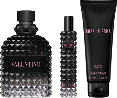 Zestaw męski Valentino Uomo Born In Roma Woda toaletowa 100 ml + Woda toaletowa 15 ml + Żel pod prysznic 75 ml (3614273919944)