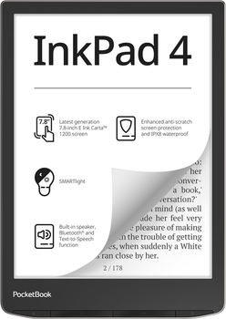 Электронная книга PocketBook InkPad 4 (PB743G) IPX8 Stardust Silver (PB743G-U-WW)