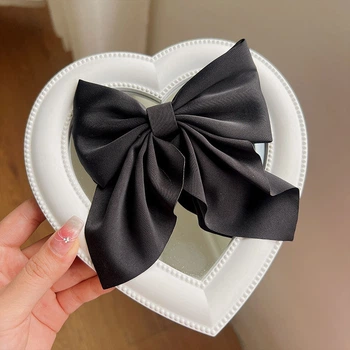 Бант для волосся на заколці бантик заколка шпилька Honey Fashion Accessories чорний (12-292)