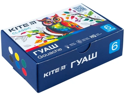Гуаш Kite Classic 6 кольорів/20мл