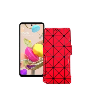 Чохол-книжка з екошкіри для телефону LG K42 Червоний ромб