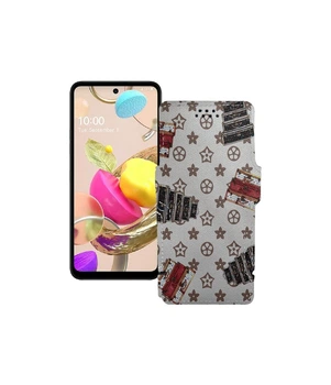 Чохол-книжка з екошкіри для телефону LG K42 Луї-Вітон-білий