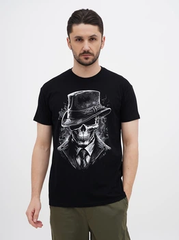 Футболка хлопковая длинная мужская Sol's Imperial Gentlemen's skull 11500309/395 2XL Черная (3609374950019)